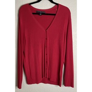 Josephine Chaus Womens 1 US 1X Red Sweater Button Cardigan Preppy Career Holiday